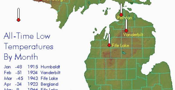 Michigan Temperature Map Significant Weather