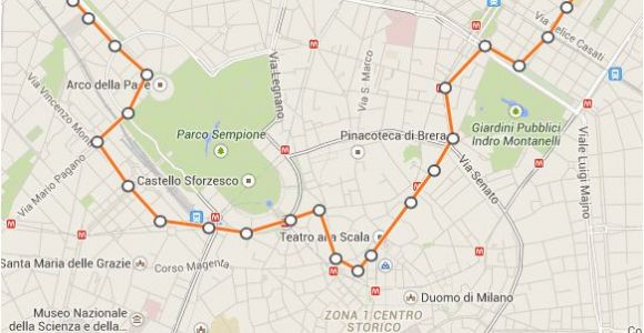 Milan In Italy Map This is A Map Of Milan S Linea 1 Tram Line which Stops Directly