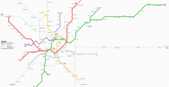 Milan Italy Metro Map Milano Metro Map