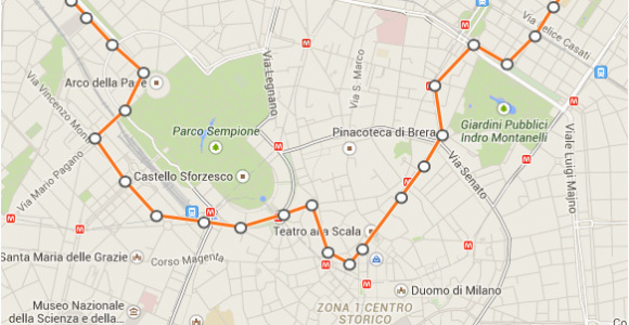 Milan Italy On Map This is A Map Of Milan S Linea 1 Tram Line which Stops Directly