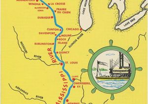 Mississippi River Map Minnesota Mississippi River From Bemidji to New orleans State Map Vintage