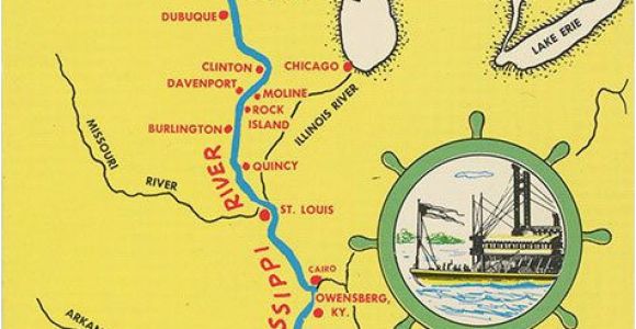 Mississippi River Map Minnesota Mississippi River From Bemidji to New orleans State Map Vintage