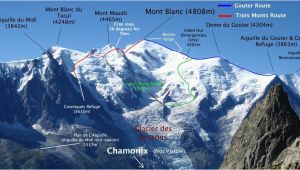 Mont Blanc France Map Routes Up Mont Blanc Mountaineering Climbing Mont Blanc