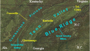 Mountains Of Tennessee Map Landform Map Of Tennessee Major Landforms Of East Tennessee