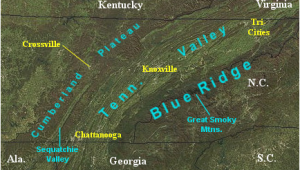 Mountains Tennessee Map Landform Map Of Tennessee Major Landforms Of East Tennessee