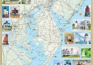 New England Lighthouses Map Mid atlantic Lighthouses Illustrated Map Guide Laminated