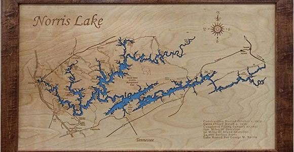 Norris Lake Map Tennessee Amazon Com norris Lake Tennessee Framed Wood Map Wall Hanging