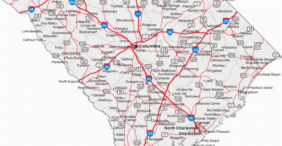 North and south Carolina Map with Cities Map Of south Carolina Cities south Carolina Road Map