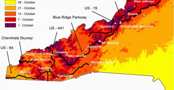 North Carolina Foliage Map Best Time Places to View Fall Foliage In north Caroli