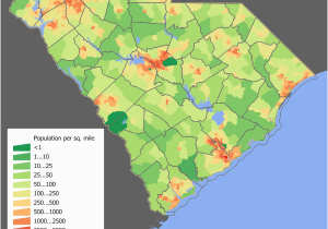 North Carolina Population Density Map south Carolina County Wise