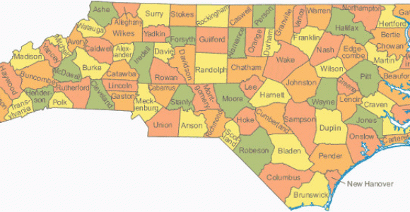 North Carolina State Map Showing Counties Map Of north Carolina