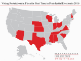 North Carolina Voting Map Election 2016 Restrictive Voting Laws by the Numbers Brennan