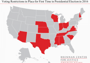 North Carolina Voting Map Election 2016 Restrictive Voting Laws by the Numbers Brennan