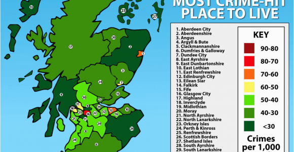 Northern Ireland Crime Map Scotland S Most Dangerous and Safest Places to Live Uncovered as
