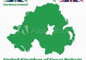 Northern Ireland Map Outline Fotografie Obraz Green Map Outline and Flag Of northern Ireland