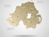 Northern Ireland Map with towns Stylized Vector northern Ireland Map Infographic Gold Map
