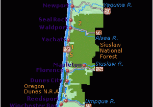 Northern oregon Coast Map Simple oregon Coast Map with towns and Cities oregon Coast In