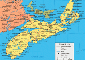 Nova Scotia On Canada Map Nova Scotia Map Satellite Image Roads Lakes Rivers Cities