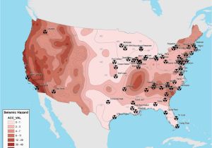 Nuclear Power Plants In California Map Map Of Nuclear Power Plants and Seismic Hazards In the United States