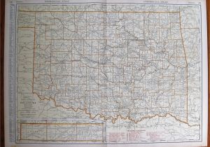 Oklahoma Texas Map with Cities 1930 Antique Oklahoma Map Vintage State Map Of Oklahoma W Etsy