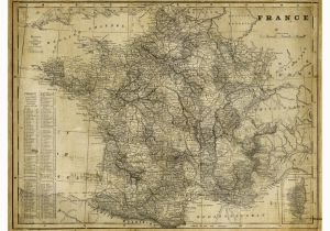 Old Maps Of France Art Effects Antique Map Of France Canvas Wall Art R17933