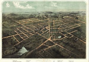 Old Maps Of Michigan 1866 Hillsdale Panoramic Michigan Map Genealogy atlas Poster Old