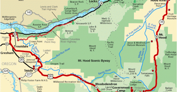 Oregon Campgrounds Map Mt Hood Scenic byway Map America S byways Camping Rving