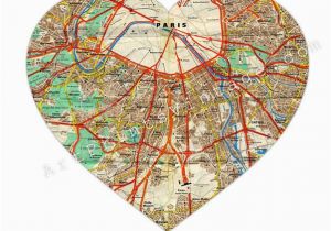 Paris France On the Map Paris Map Art Print French Map Wall Art Paris Map Heart Map