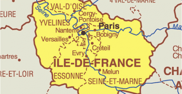 Paris On A Map Of France Iile De France Parijs Paris Kaart Map Carte Eu Foto