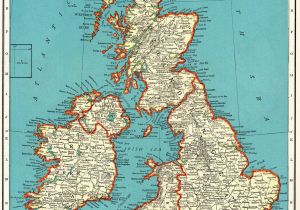 Physical Map Of England 1939 Antique British isles Map Vintage United Kingdom Map
