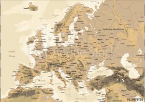 Physical Map Of Europe for Kids Fotografie Obraz Europe Vintage Physical Map Posters Cz