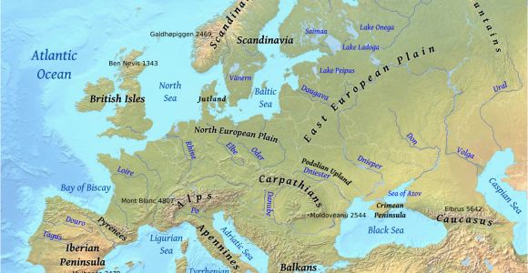 Physical Map Of Europe Mountains Europe Physical Features Map Casami