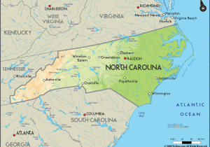 Physical Map Of north Carolina Map Of north Carolina toursmaps Com A