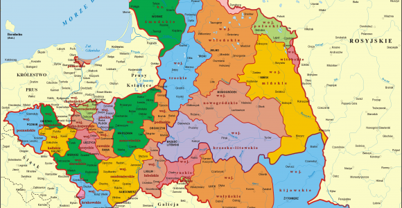 Poland On Europe Map Poland 1773 1793 Administrative Division Of the Polish