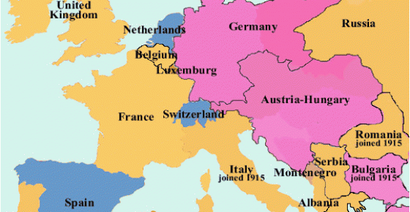 Political Map Of Europe In 1914 Map Of Europe In 1914 Displaying the Triple Entente Central