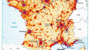 Population Map Of France France Population Density and Cities by Cecile Metayer Map