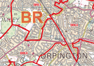 Postcode Map Of south East England Bromley Postcode Wall Map Br Postcode area