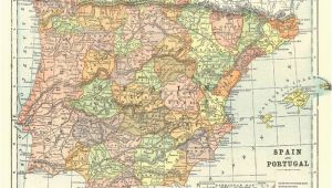 Printable Map Of Spain Map Of Spain and Portugal From 1904 Vintage Printable Digital