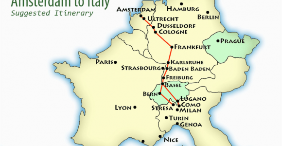 Rail Europe Italy Map Amsterdam to northern Italy Suggested Itinerary