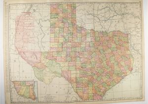 Rand Mcnally Map Of Texas Vintage Map Of Texas 1903 Very Large Texas Map Texas Railroad Etsy