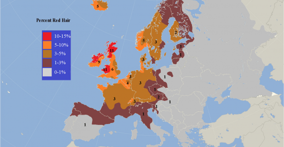 Red Hair Map Of Europe Percentage Of Europe with Red Hair Infographs that are