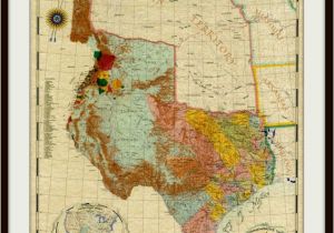 Republic Of Texas Map 1845 Texas Vintage Map Republic Of Texas Commemorative Map Poster Etsy