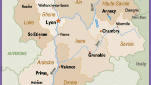 Rhone Valley France Map Map Of the Rhone Alpes Region Of France Including Lyon Grenoble and