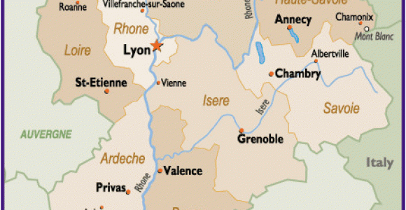 Rhone Valley France Map Map Of the Rhone Alpes Region Of France Including Lyon Grenoble and