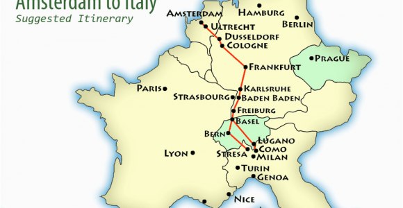 Road Map northern Italy Amsterdam to northern Italy Suggested Itinerary
