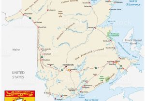 Road Map Of New Brunswick Canada Road Map with Flag Of the Canada atlantic Province New Brunswick
