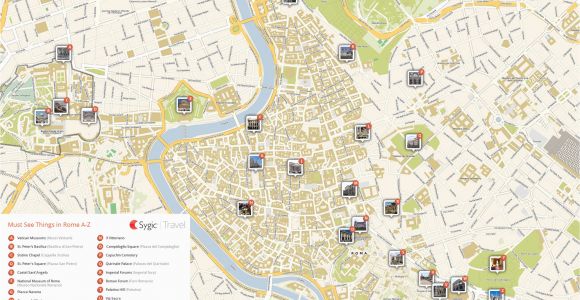 Rome Italy attractions Map Rome Printable tourist Map Sygic Travel