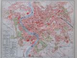Rome Italy Map Google 1895 Rom Italien Alter Stadtplan Karte Antique City Map Rome Italy