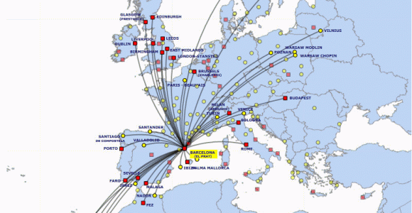 Ryanair Route Map Europe Ryanair Route Map From Barcelona