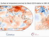 Sea Temperature Map Europe Surface Air Temperature for March 2019 Copernicus